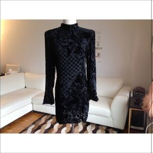 Balmain H&M Black Velvet Dress Sz 12