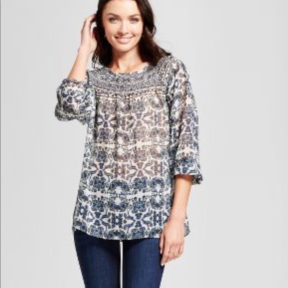 Zac & Rachel women printed woven peasant blouse