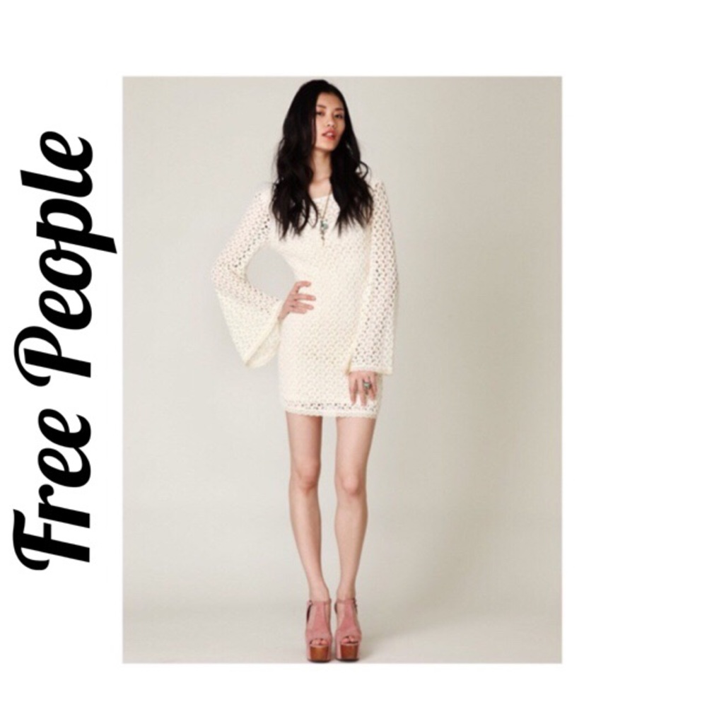 FREE PEOPLE Women's Off White Gypsy Lace Dress