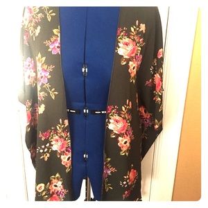 Olive green kimono with gorgeous floral print