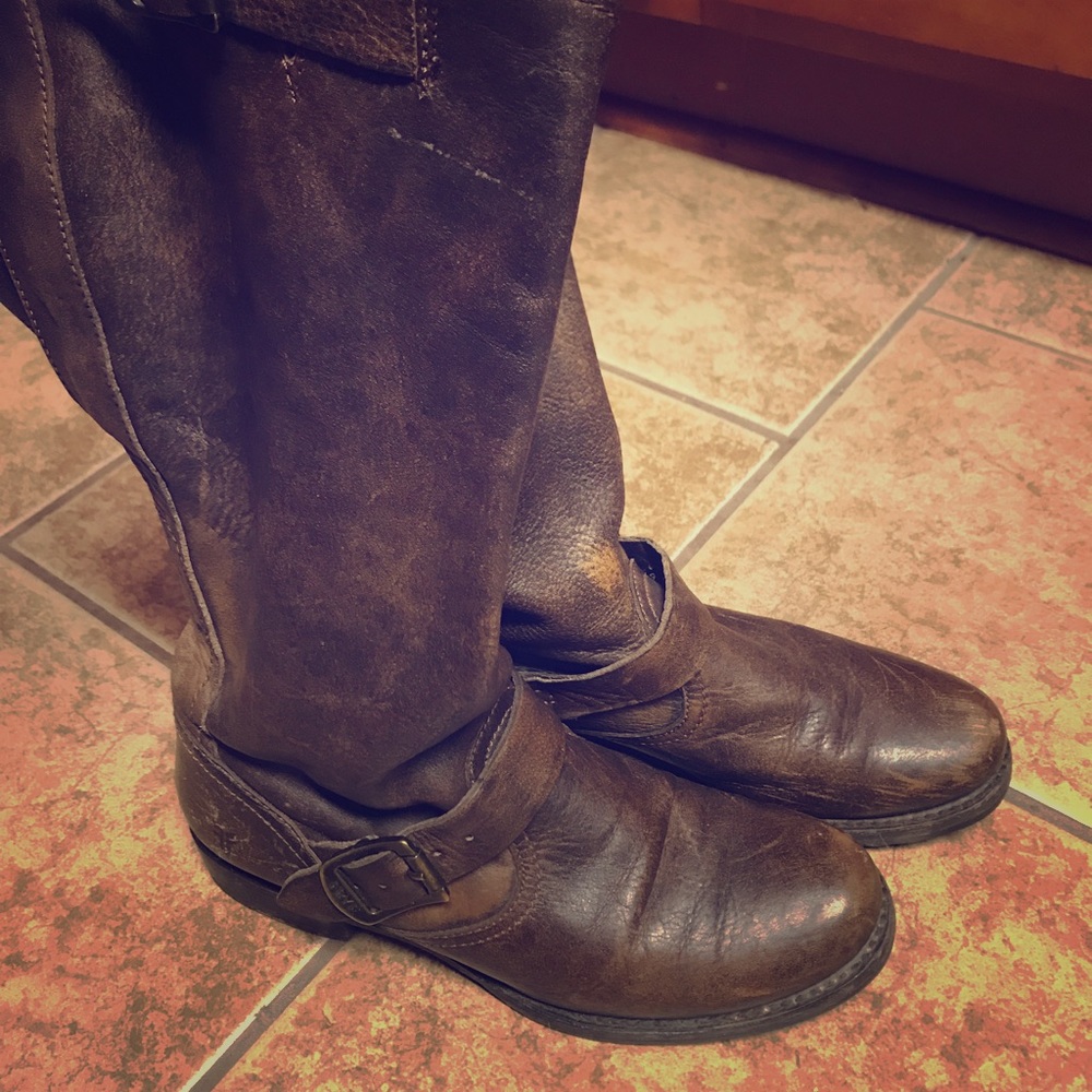 Distressed Veronica Frye Riding Boots