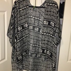 Black and White Elephant Kimono