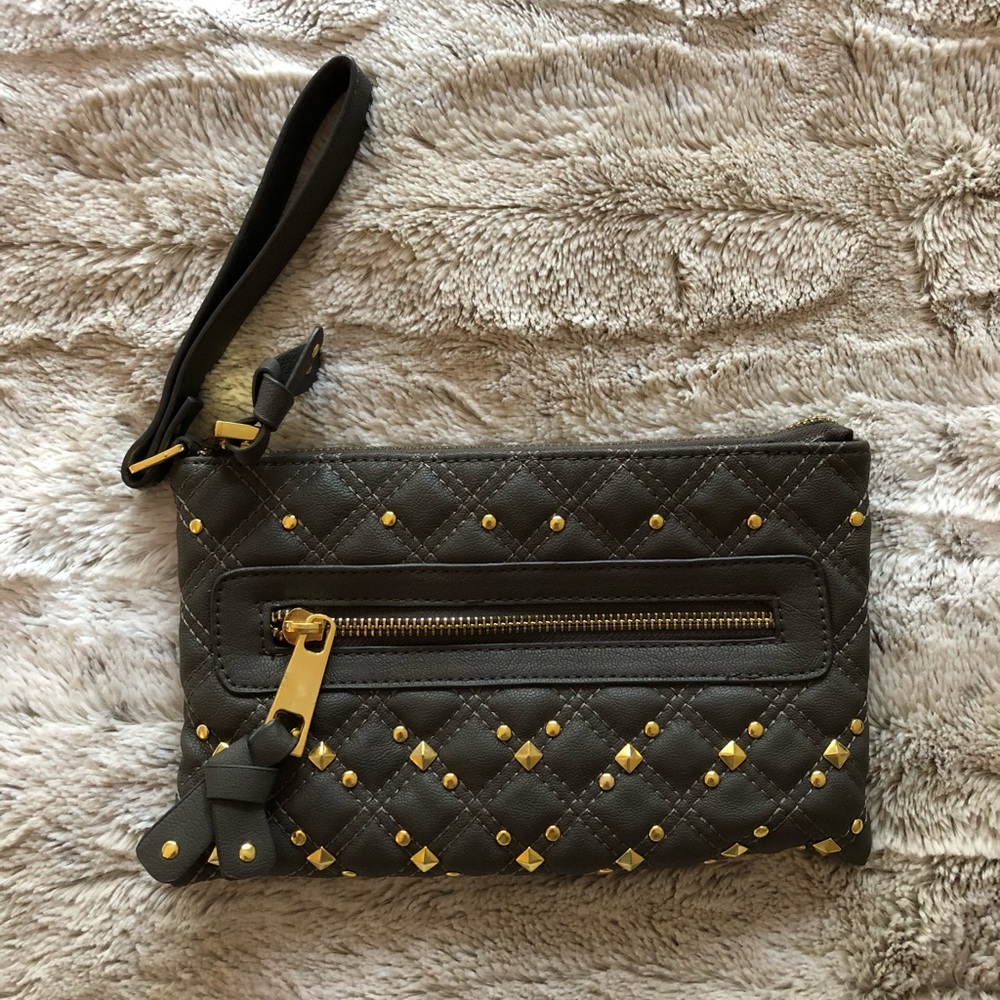 Boutique grey clutch with gold studs