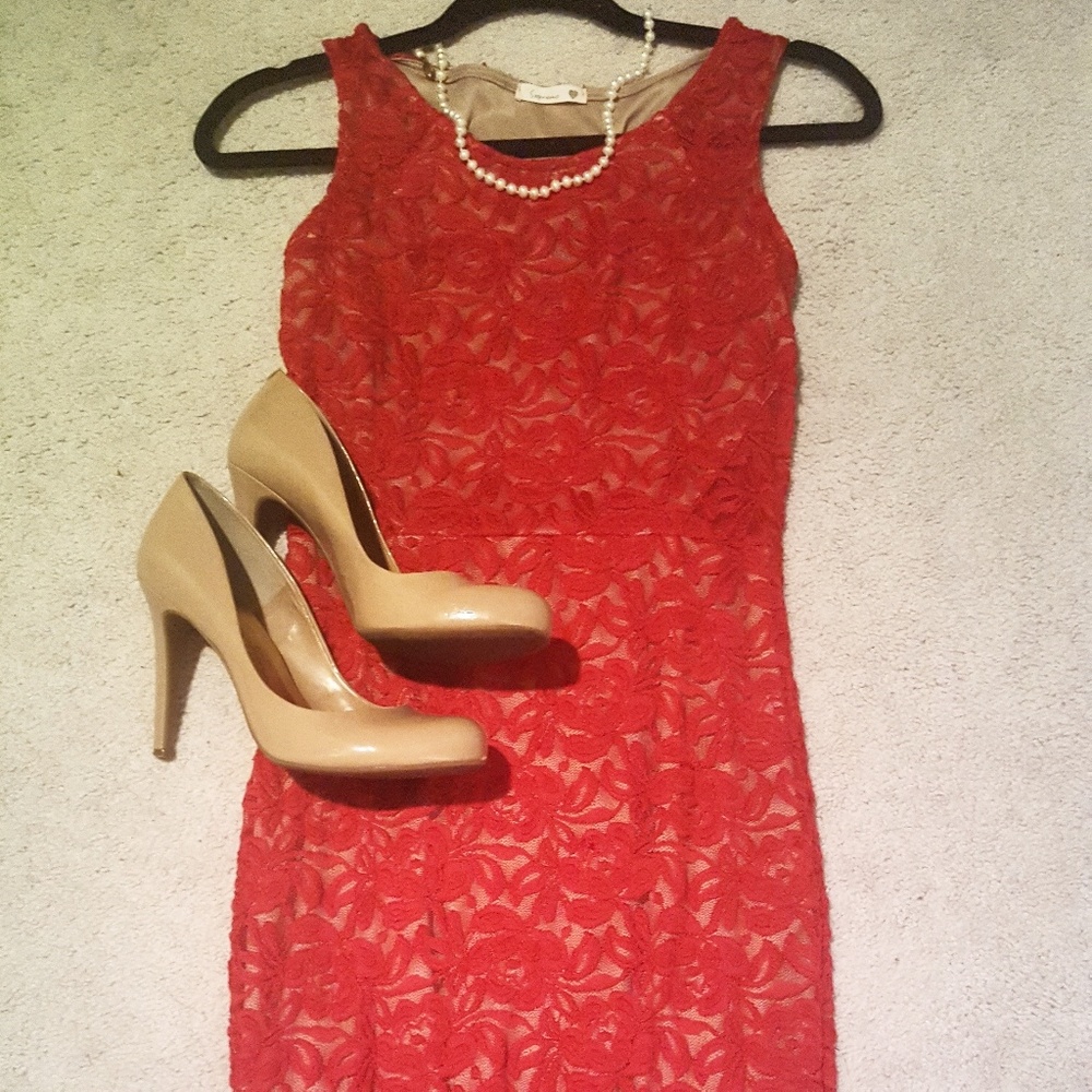 Red lace dress