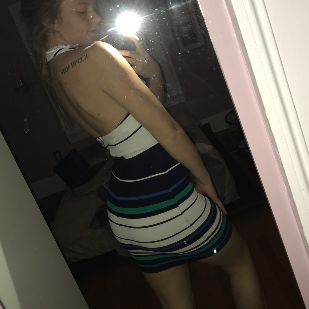 Halter striped flattering dress