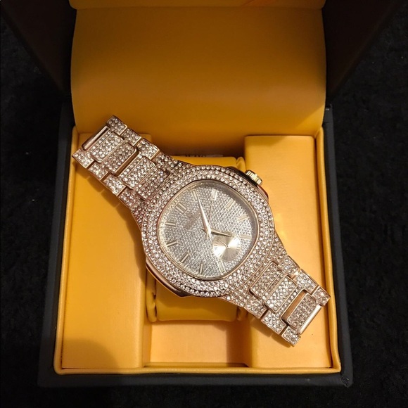 CHARLES&RAYMOND Accessories Mens 4k Gold Plated Icedout Lab Diamond