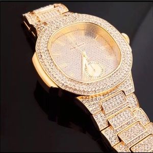 Men’s 14K Gold Plated IcedOut Lab Diamond Watch