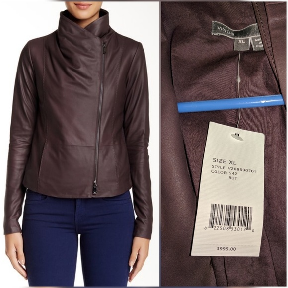 Veste En Cuir Noir Vince Pour Fille - Modèle Scuba, Taille S/P - Neuf Avec étiquettes