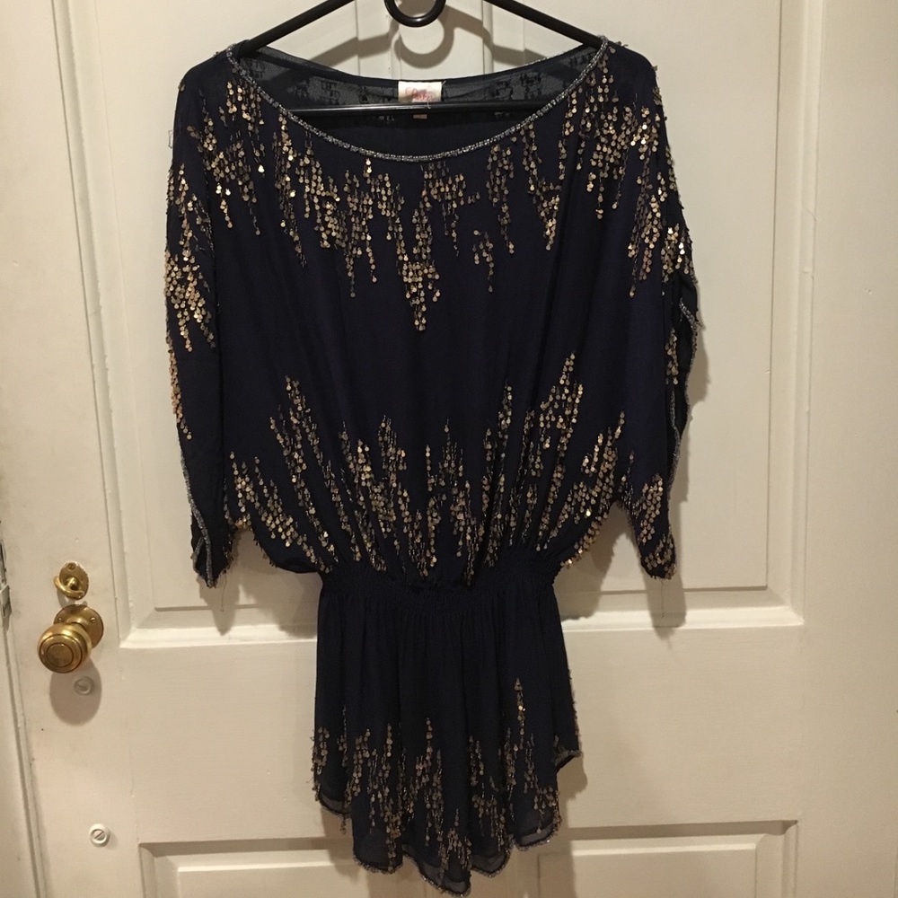 Parker navy and gold beaded top. Size S.