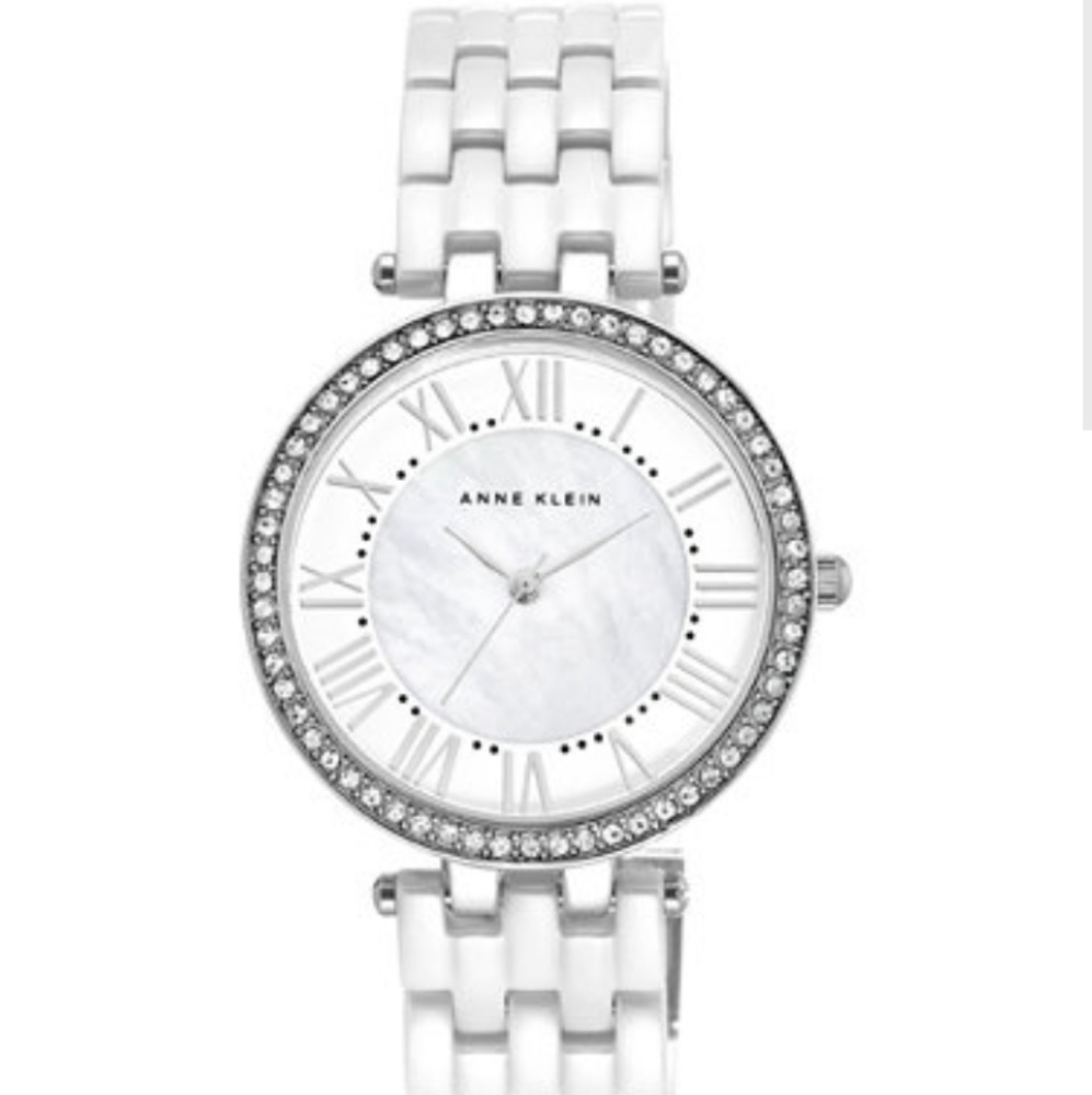 Anne klein white ceramic watch with opal middle