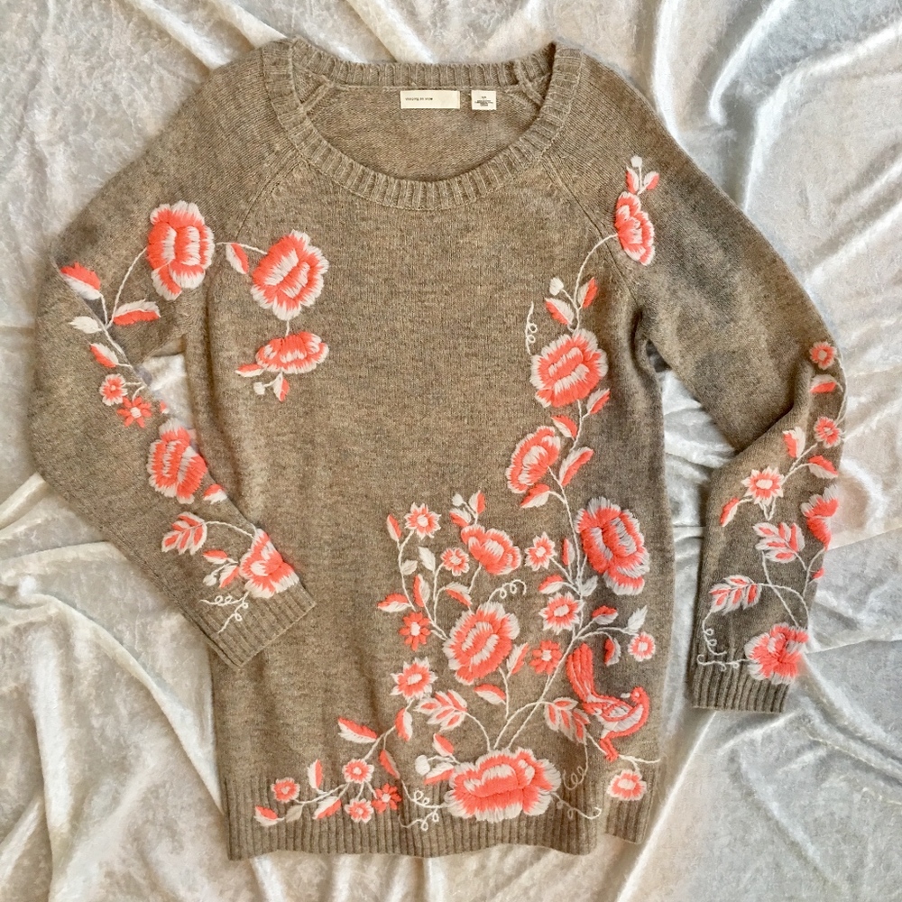 Anthropologie Sleeping On Snow Coral Rose Sweater