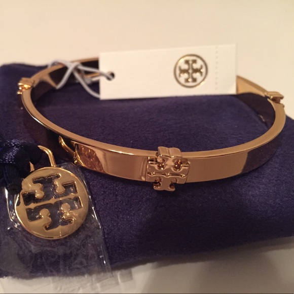 Tory Burch Jewelry - NWT Tory Burch Logo Gold-Tone Bangle Bracelet