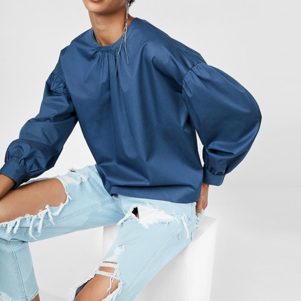 ❗️⬇️PRICE DROP Blue Express Puff Sleeve blouse