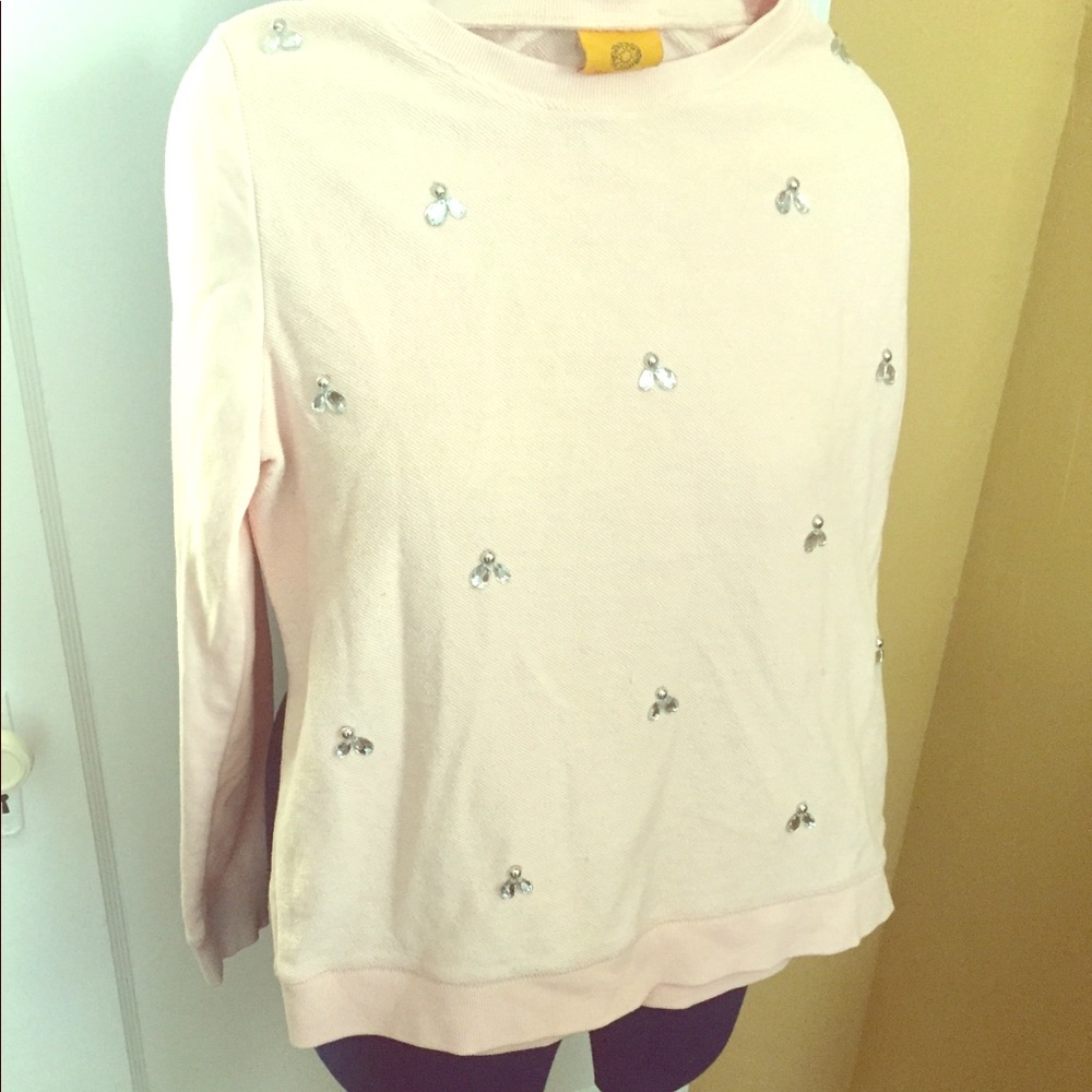 Pink sweater with jewel embellishments