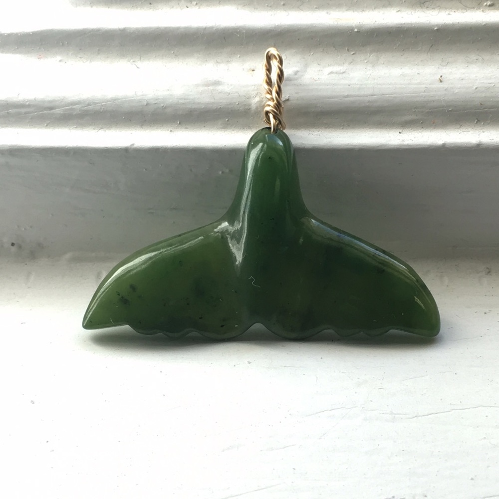 Jade whale tail pendant