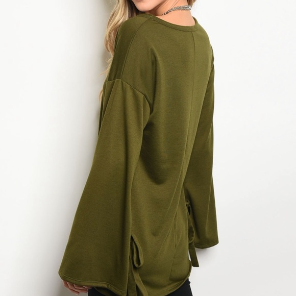 LAST 2: Olive Bell Sleeve Tunic Top - Picture 2 of 2