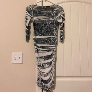 Floral Pattern White/Black Dress!