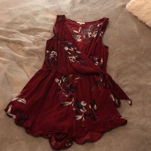 Red floral romper