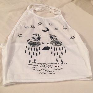 Brandy Melville crying moon stars halter top NWOT
