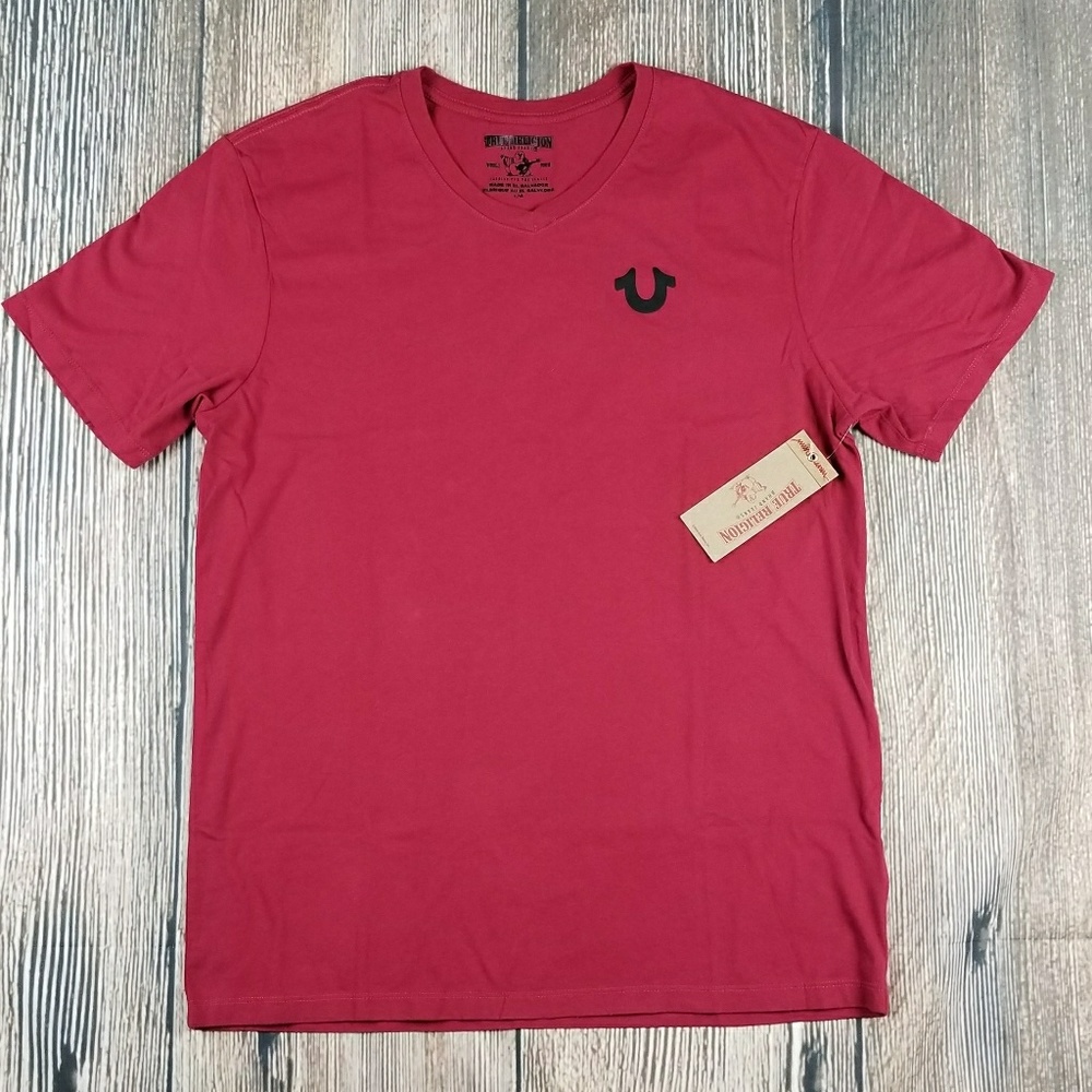 *NWT* TRUE RELIGION Mens Solid Logo V-Neck Tee
