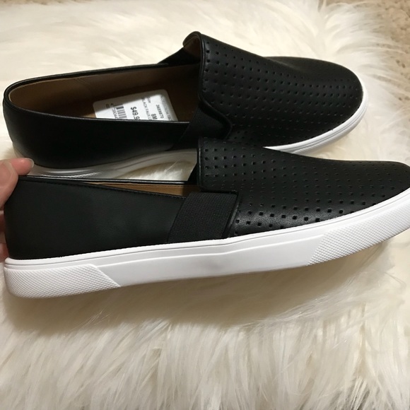 Nordstrom Black Faux Leather Women Slip On Sneaker - Picture 5 of 8
