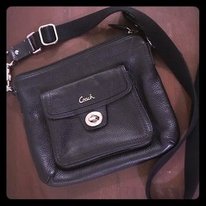 Coach black leather crossbody bag
