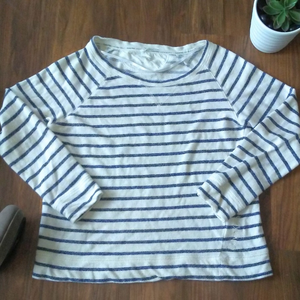 Calvin Klein Cream Blue Striped Casual Wear Top