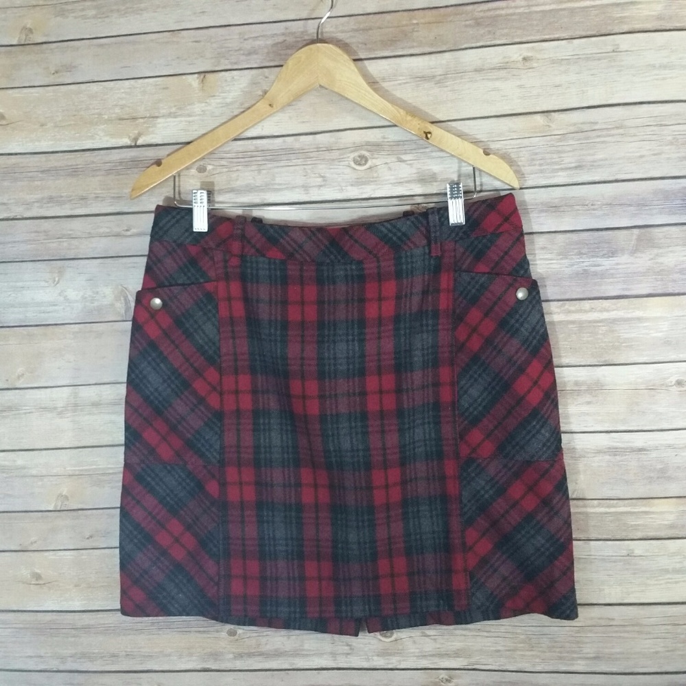 Eddie Bauer Red and Grey Plaid Skirt