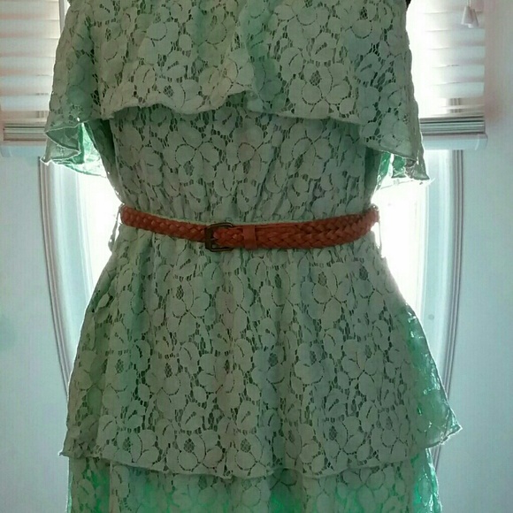 Strapless lace ruffle mini dress - Picture 2 of 2