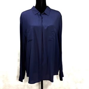 NWT Ann Taylor Navy Silk Blouse