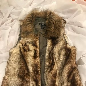 INC faux fur vest