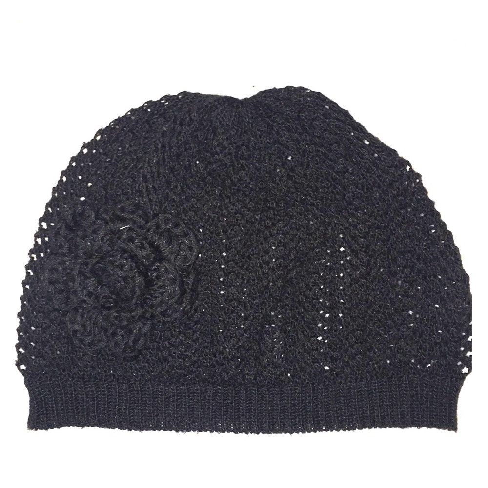 Black Flower Beanie