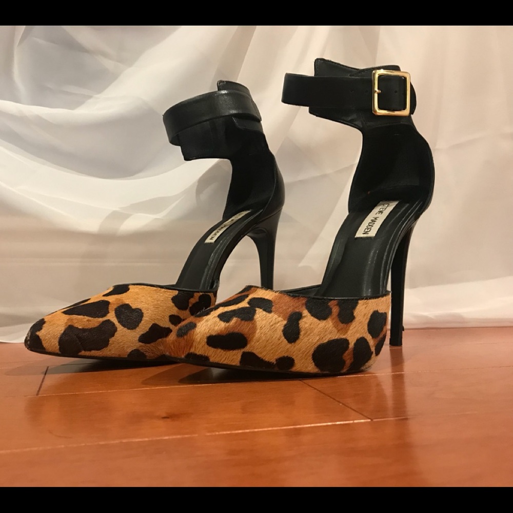 Steve Madden cowhair leopard heels