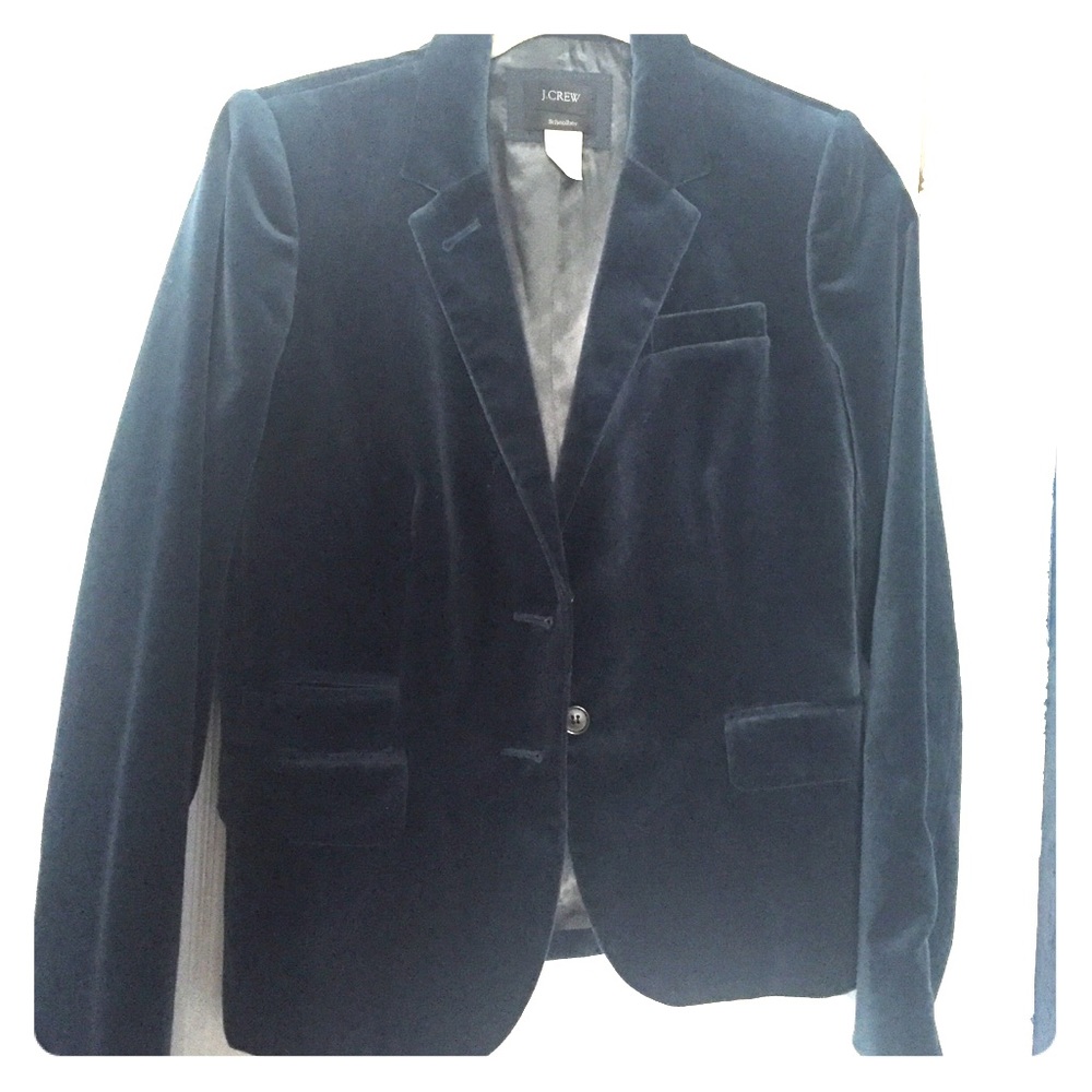 J. Crew schoolboy teal velvet blazer