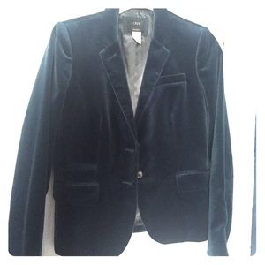 J. Crew schoolboy teal velvet blazer