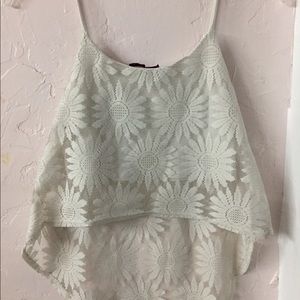 White Floral High-Low Tank