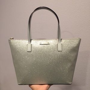Kate Spade NY Haven Lane Hani Silver Glitter Tote