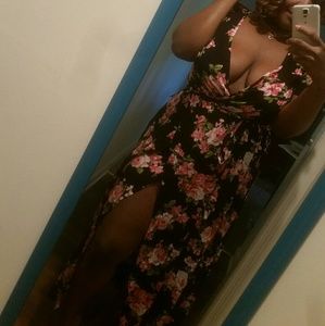 Floral faux wrap dress