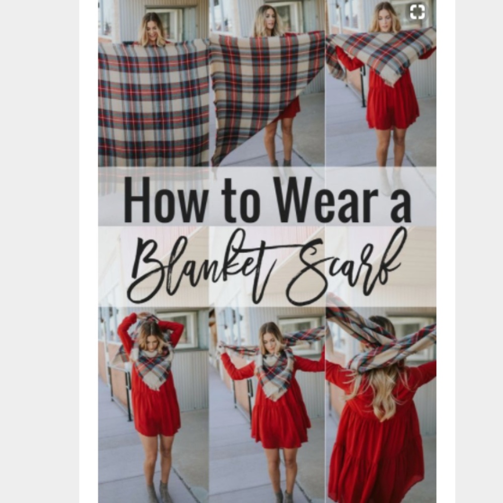 ‼️Last One! Red Plaid Blanket Scarf - Picture 3 of 5