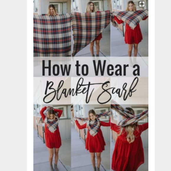 ‼️Last One! Red Plaid Blanket Scarf - Picture 3 of 5