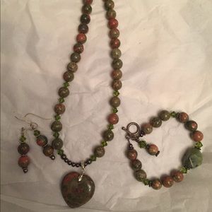 Gemstone & sterling silver Jasper & Jade Necklace