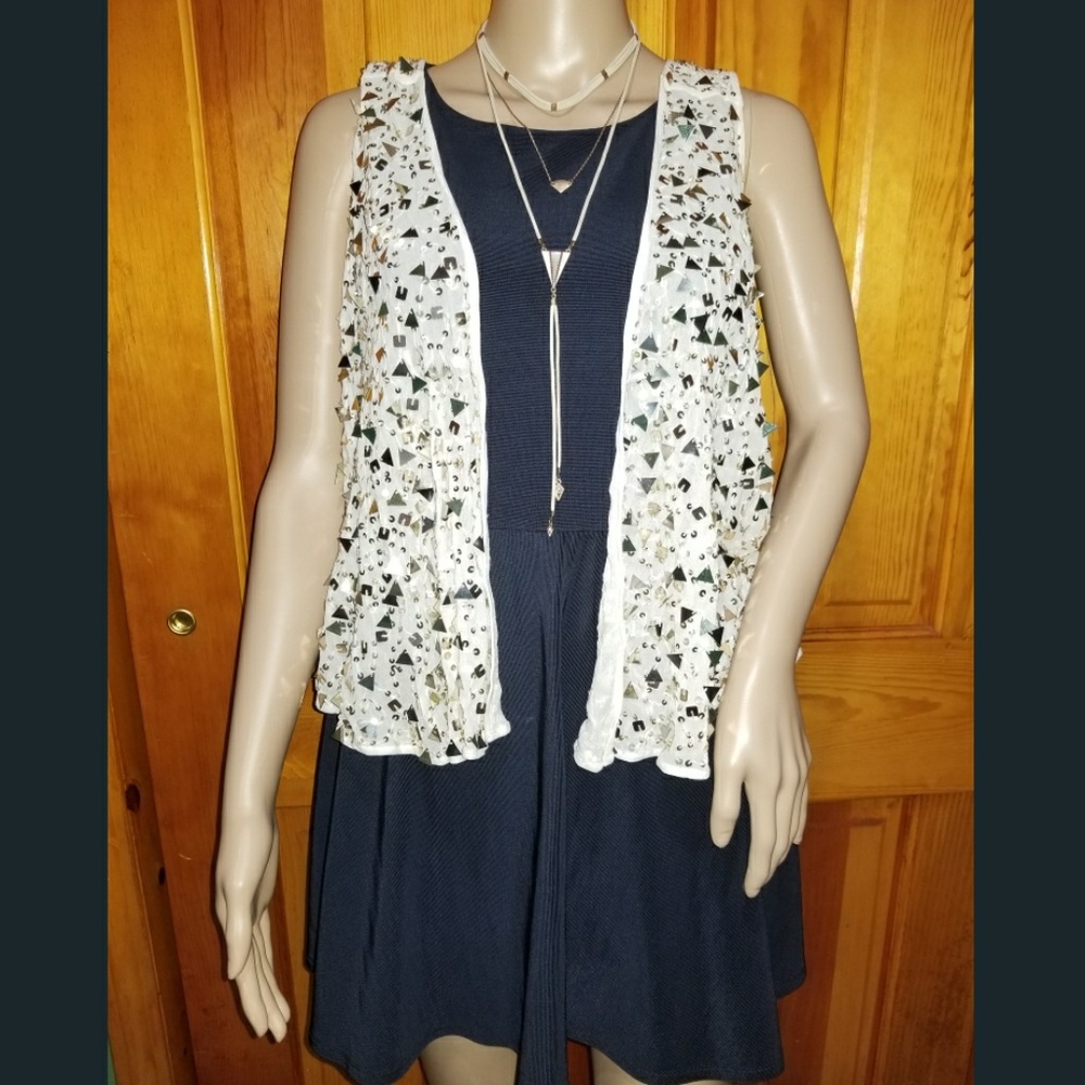 French Collection Open Vest Gold Embellishments