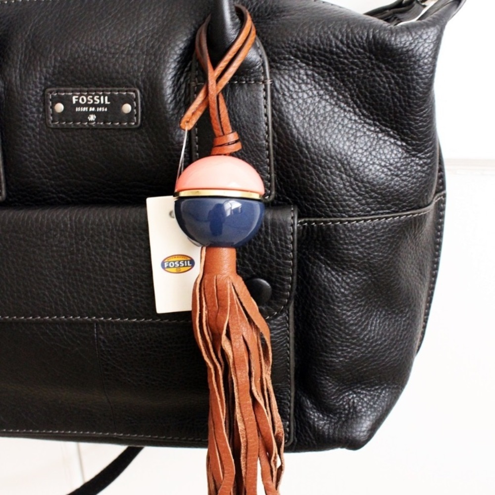 Fossil Tassel Leather Handbag Charm