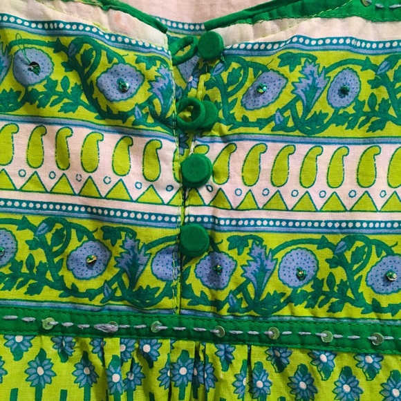 Blue and green with floral print kurta. - Picture 2 of 2