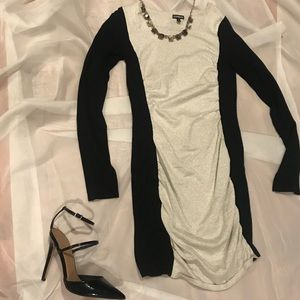 Express sparkly grey and black sweater dress