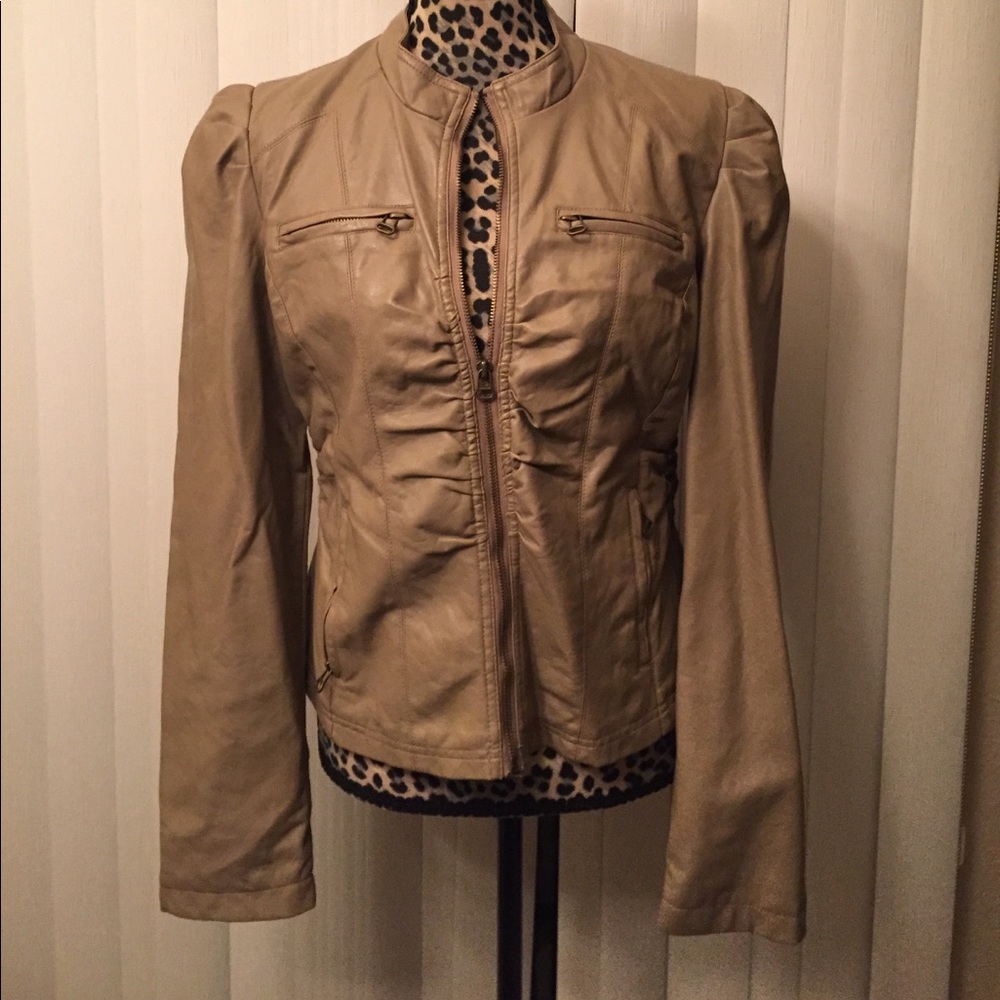 *NWOT CAMEL COLORED VEGAN LEATHER JACKET
