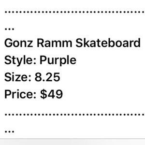Supreme Gonz ramm skateboard (PURPLE)
