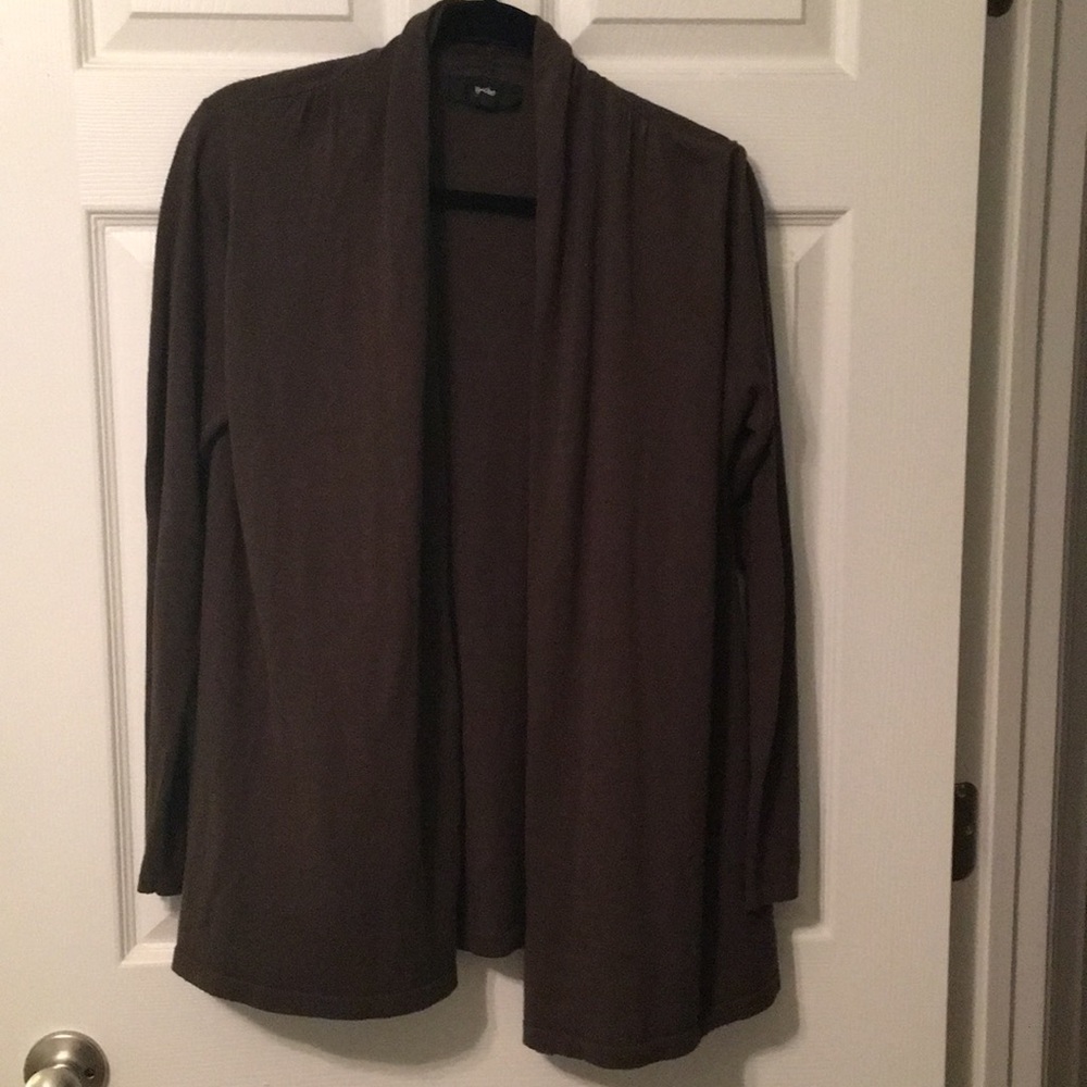 Open front army green cardigan