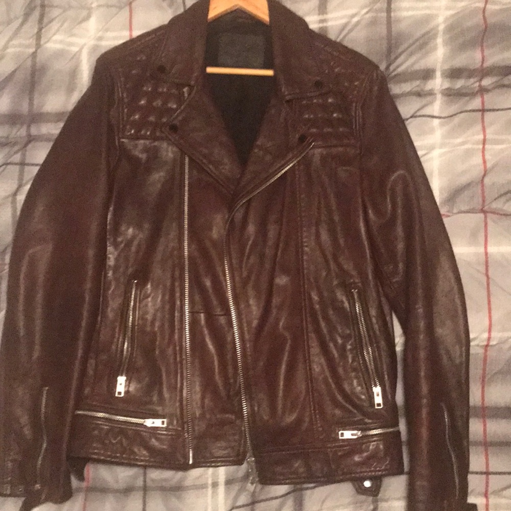 Men’s Large All Saints Oxford Blood Brown Jacket