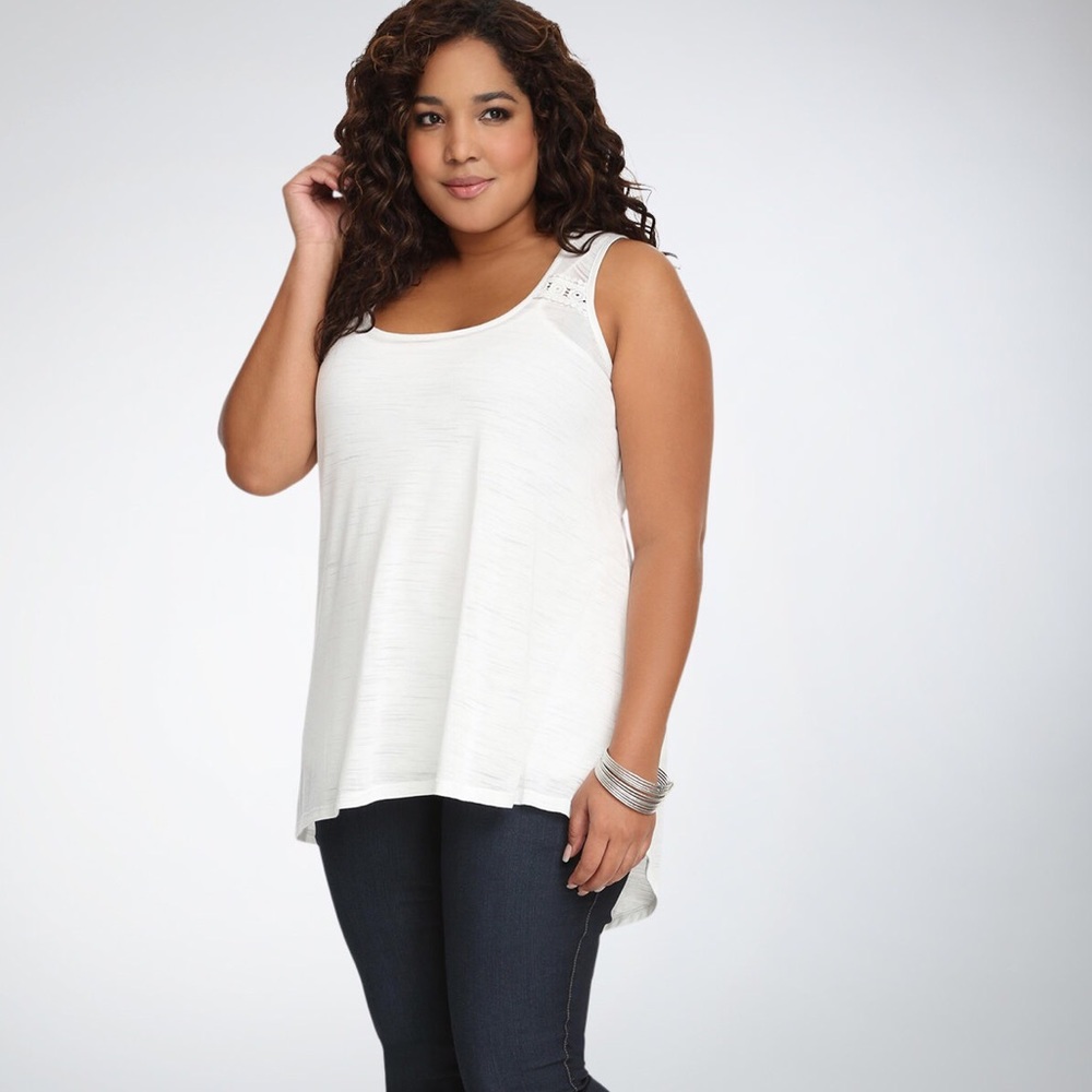 Torrid Crochet Back Flyaway Tank Top